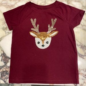 Cat & Jack Reindeer Flip Sequin Shirt